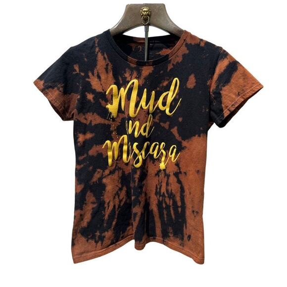 Bleach Dyed Black T Shirt, Mud and Mascara Tee Shirt Size Medium - Picture 1 of 4